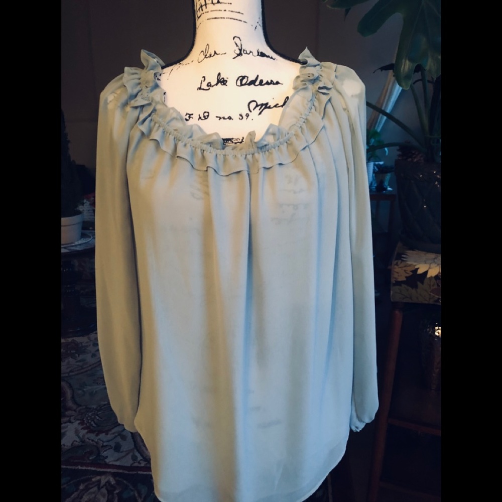 NWOT INC Sheer Ruffled Blouse Size Large